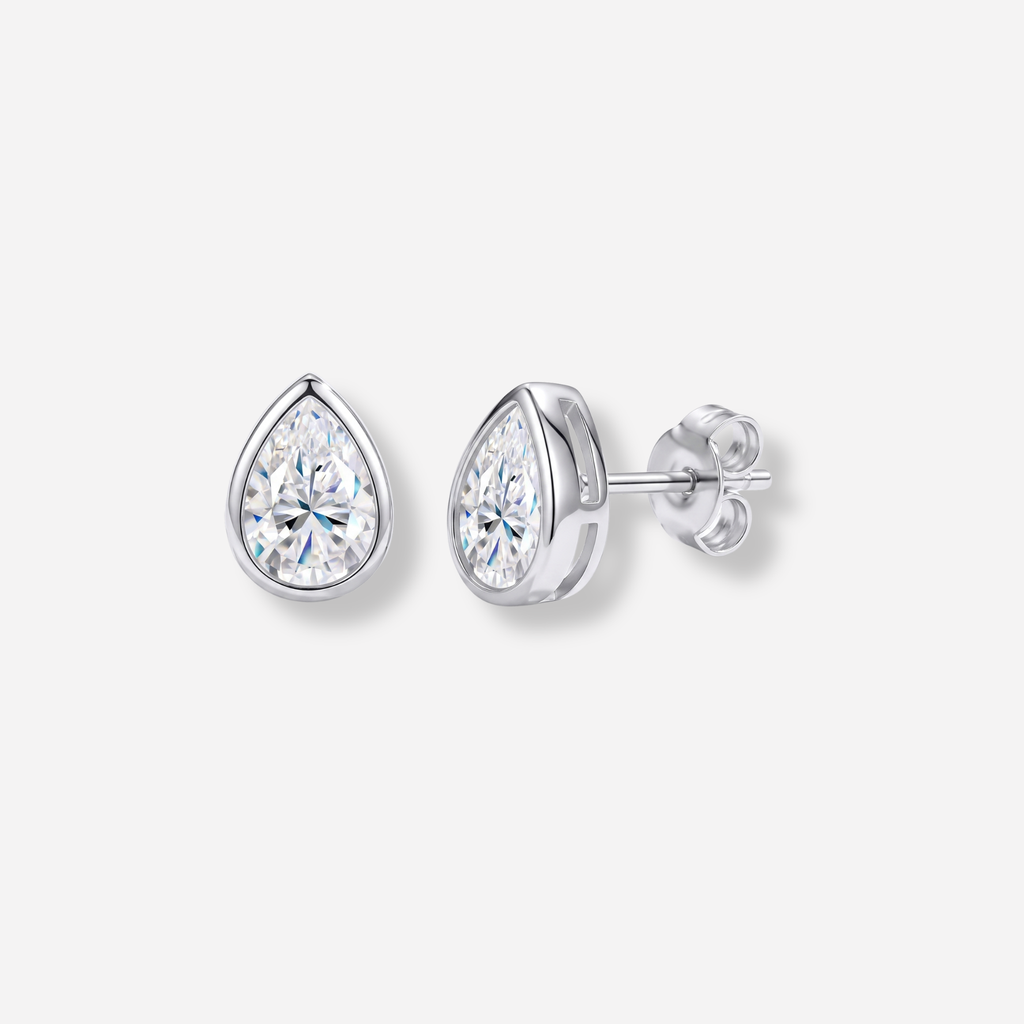 Pear Duo Bezel Studs