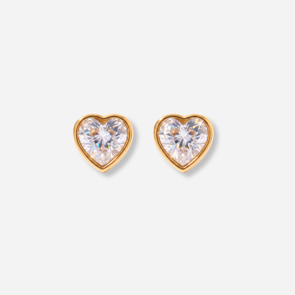 Solitaire Heart Studs