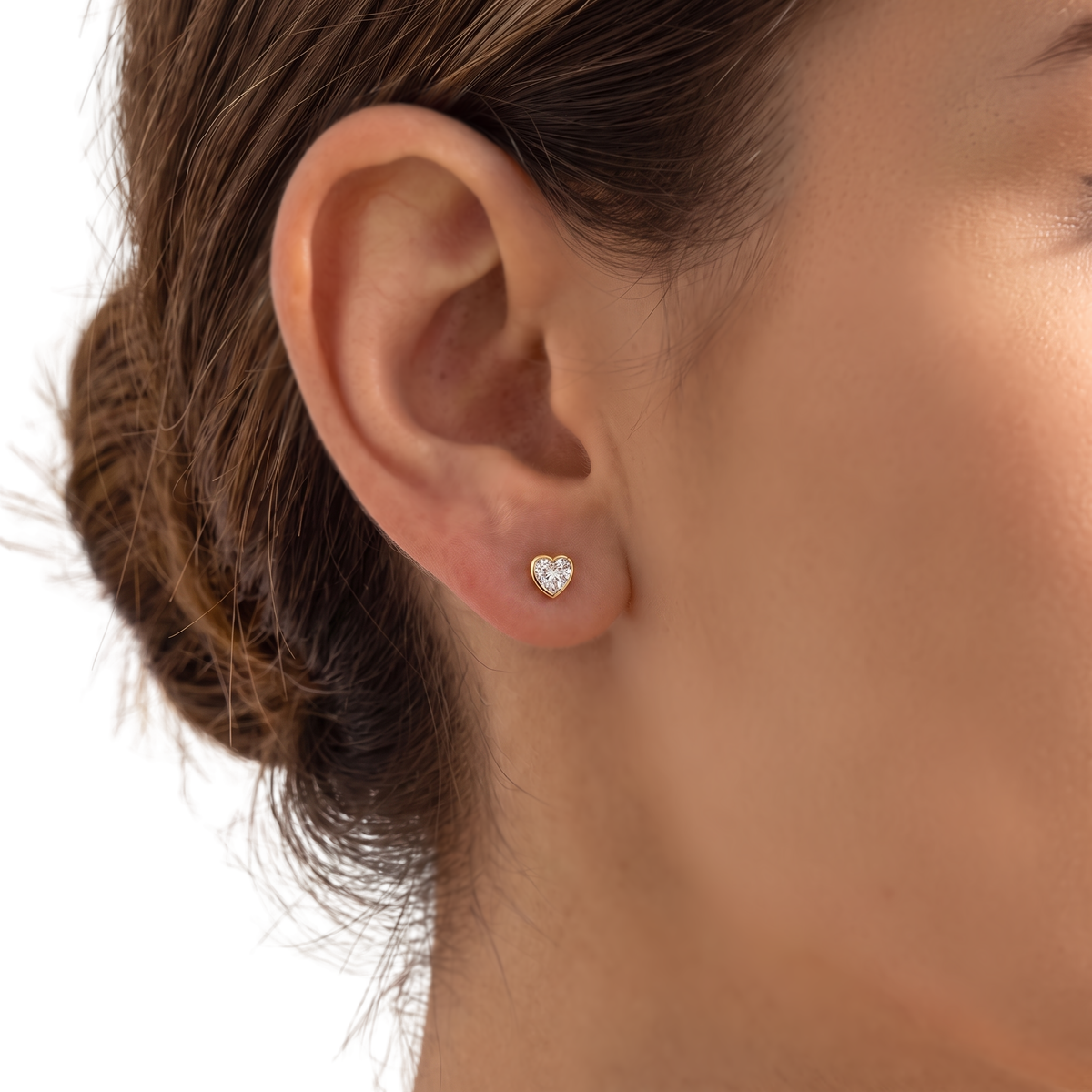 Solitaire Heart Studs