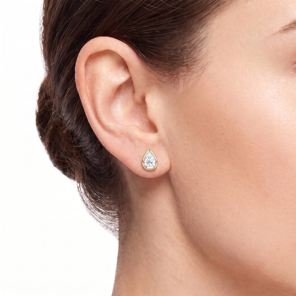 Pear Duo Bezel Studs