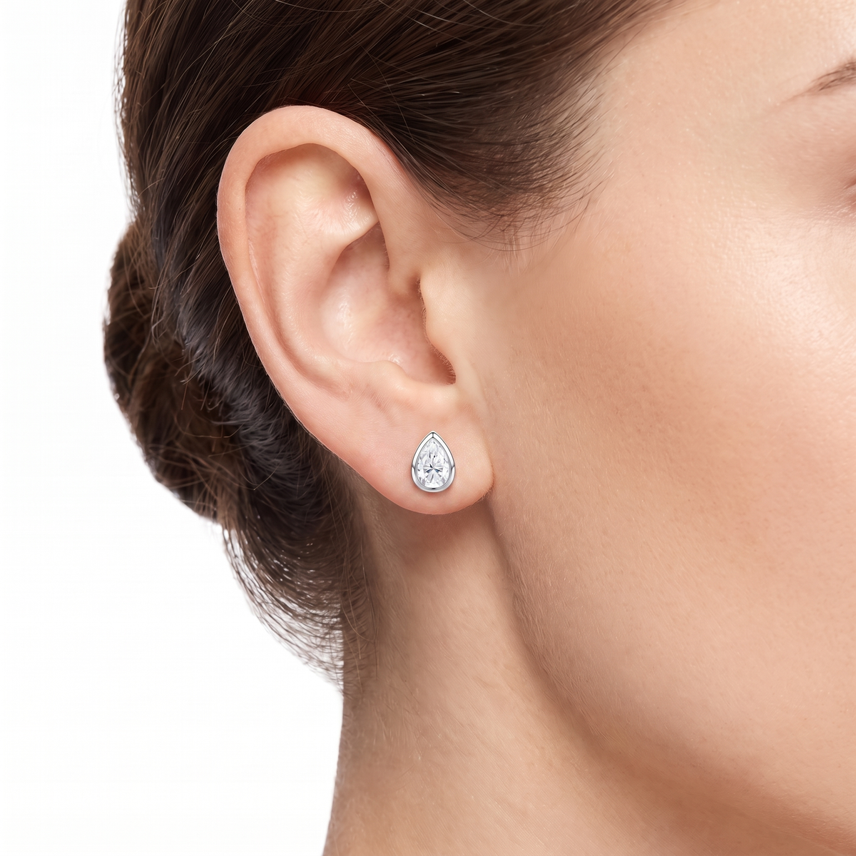 Pear Duo Bezel Studs